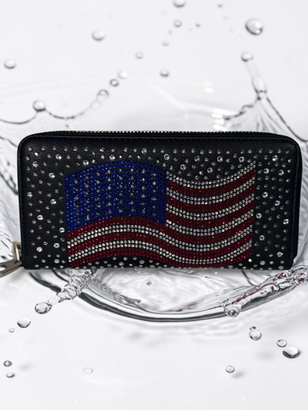 American flag rhinestone wallet.